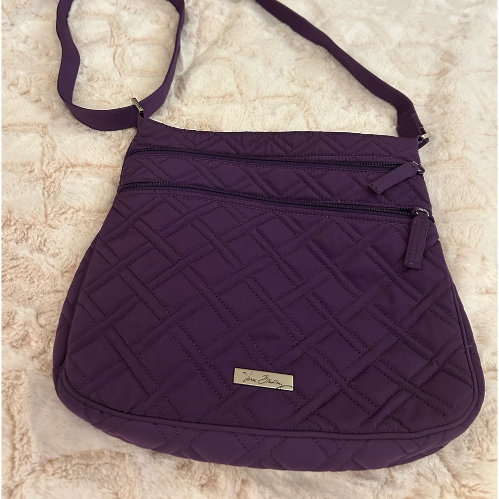 Purple Vera Bradley crossbody bag with adjustable strap